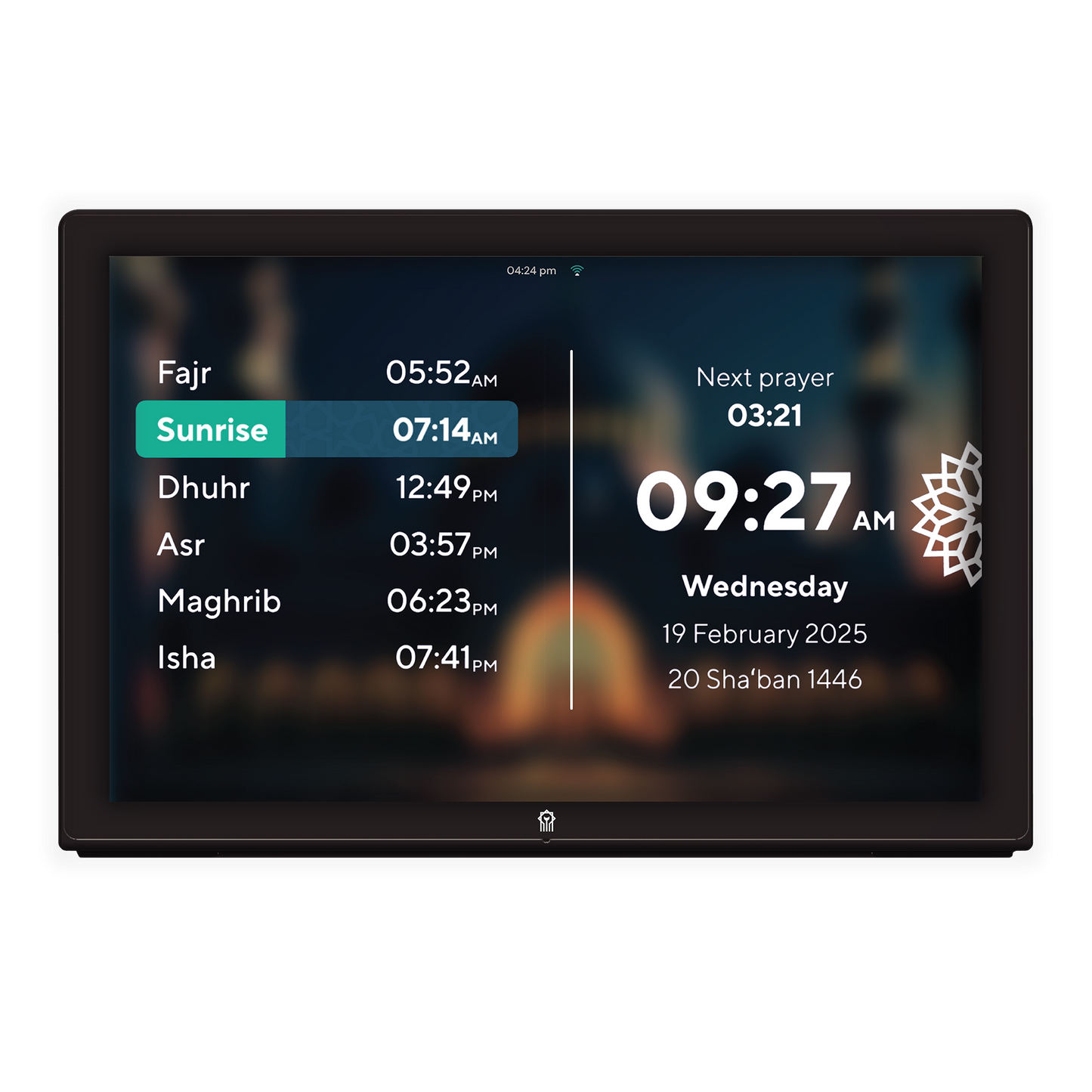 Arkaani Hub - Prayer Times Clock