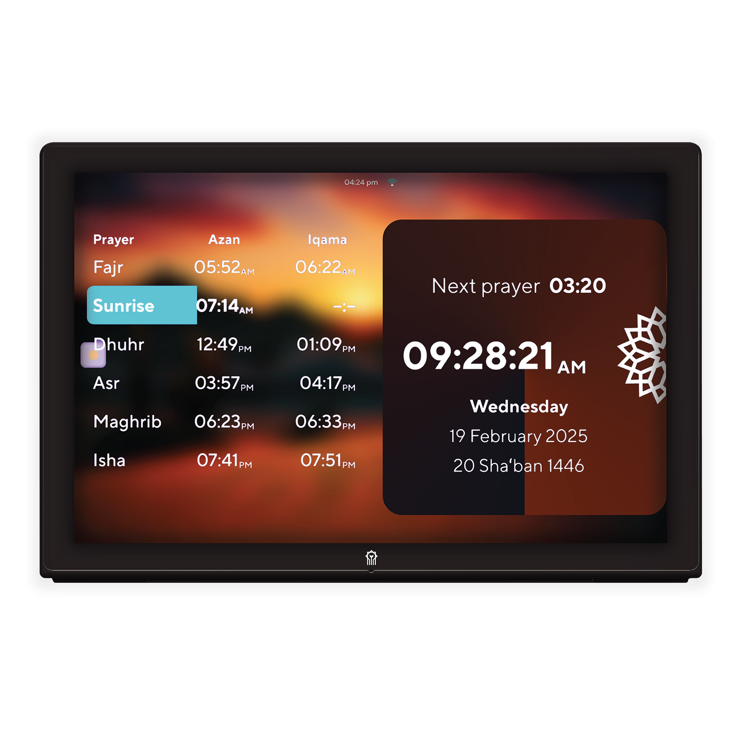 Arkaani Hub - Prayer Times Clock