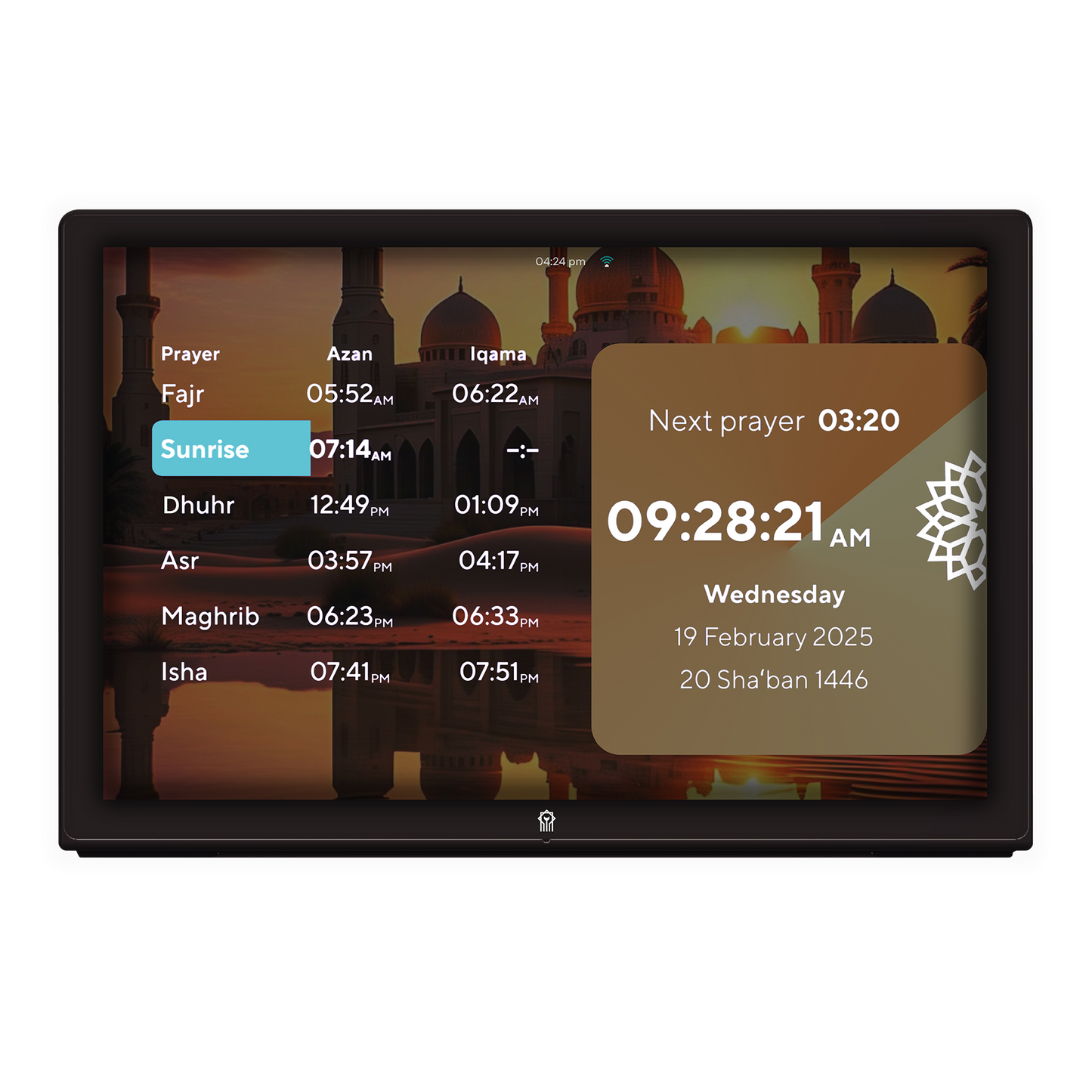 Arkaani Hub - Prayer Times Clock